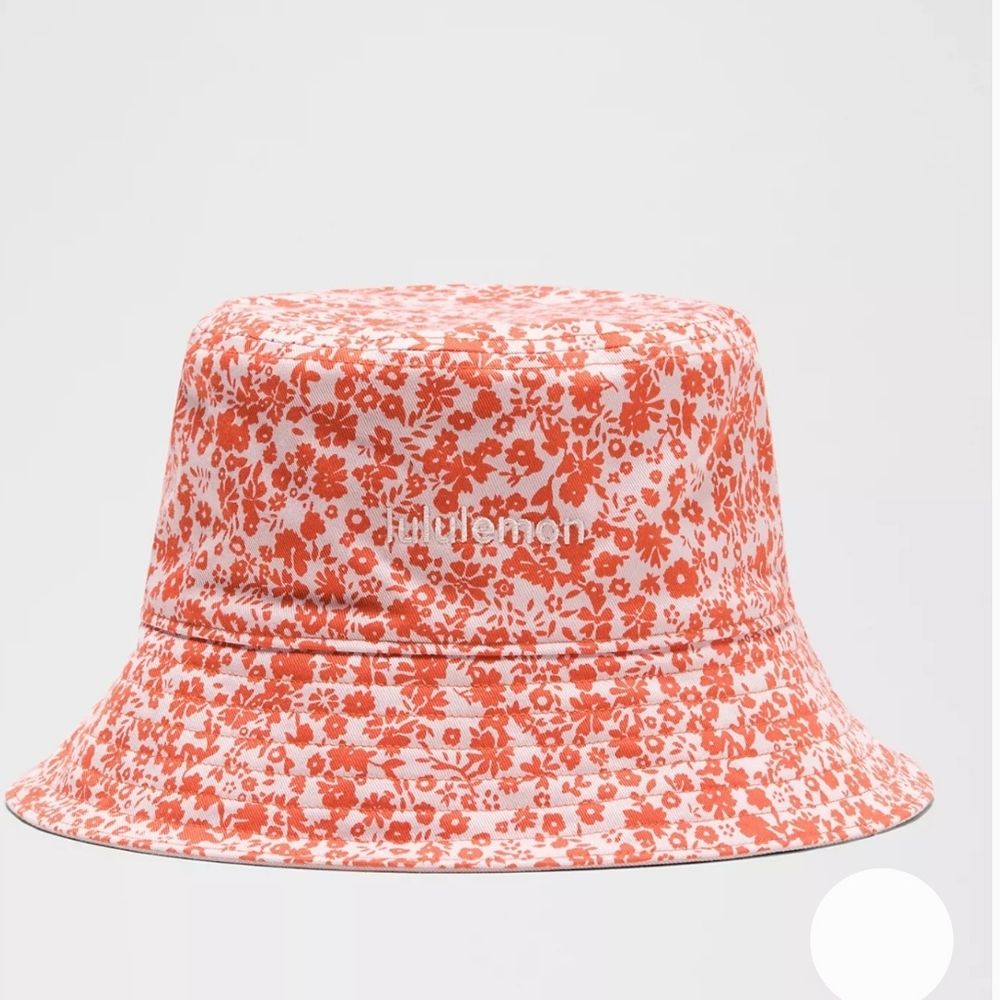 LULULEMON Reversible Bucket Hat. Floral Burst WP Pink Hase Sunburst. L/XL